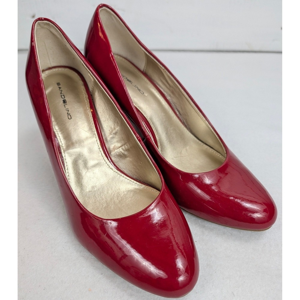 Bandolino Courteous Womens 9M Red Patent Stiletto Pumps Round Toe